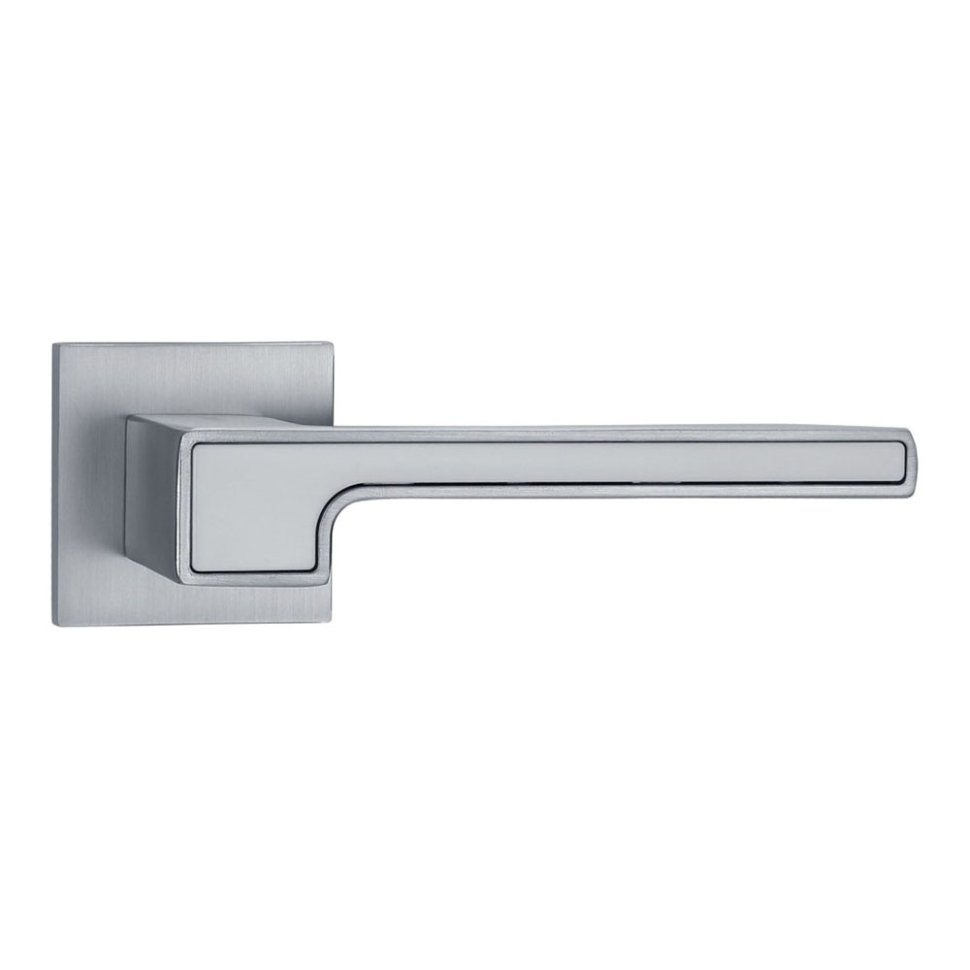 Ручки дверные алюминиевые V91L-2/WH SL (матовый хром/белый)