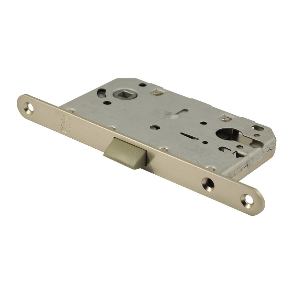 Замок под цилиндр пластиковый P85-11SN (мат.никель) тех. упаковка с ответной планкой