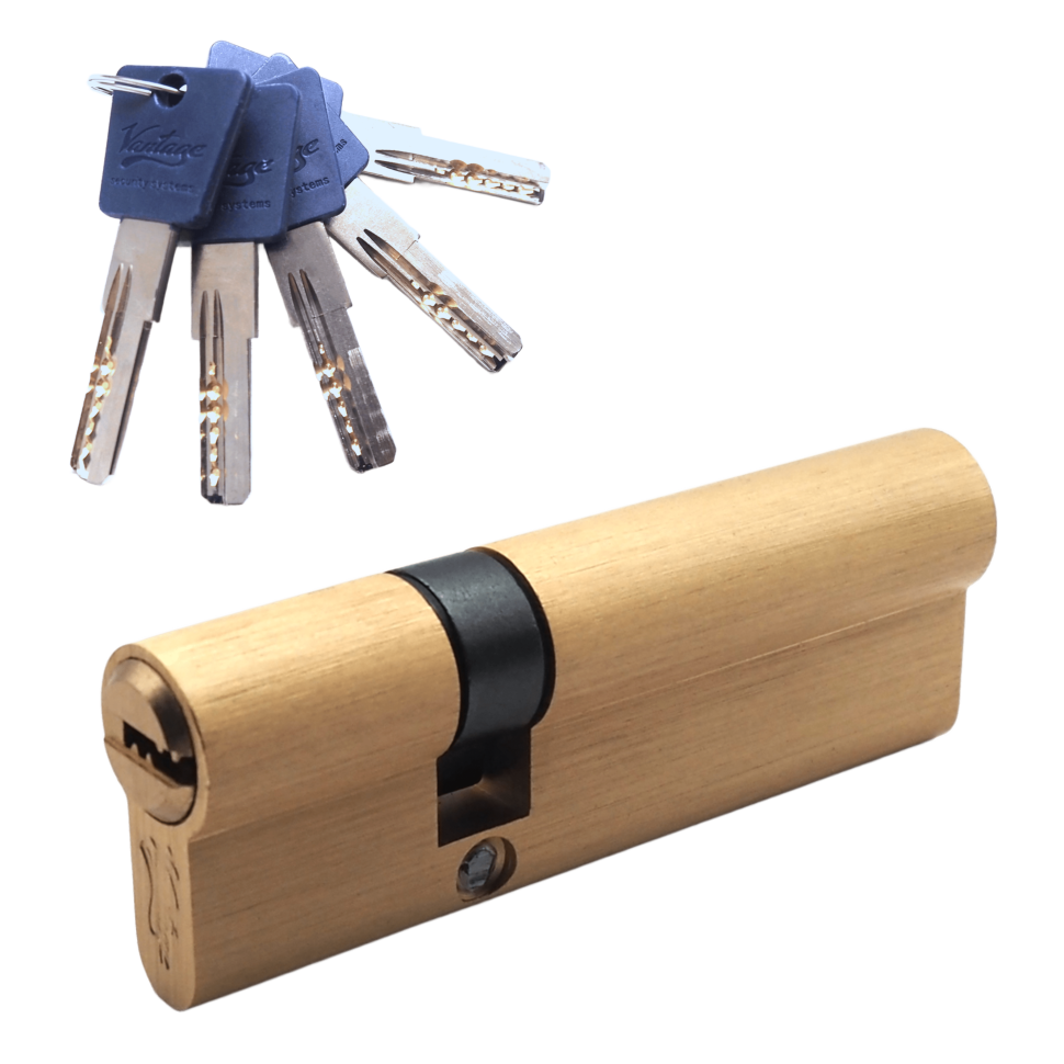 Механизм цилиндровый  P100 (35X65) SВ 5 ключей (мат. золото)