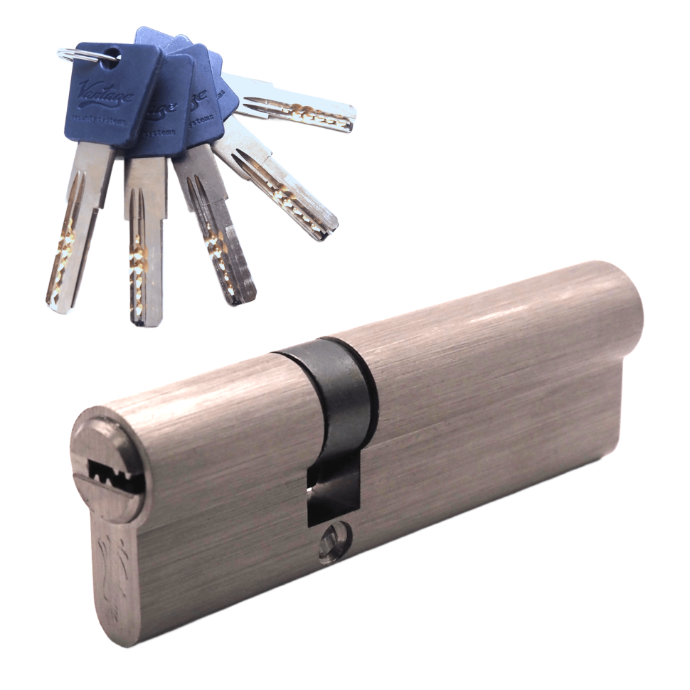 Механизм цилиндровый  P100 (40X60) SN 5 ключей (мат. никель)