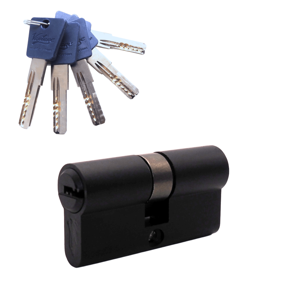 Механизм цилиндровый  P60 (30х30) BL 5 ключей (черный)