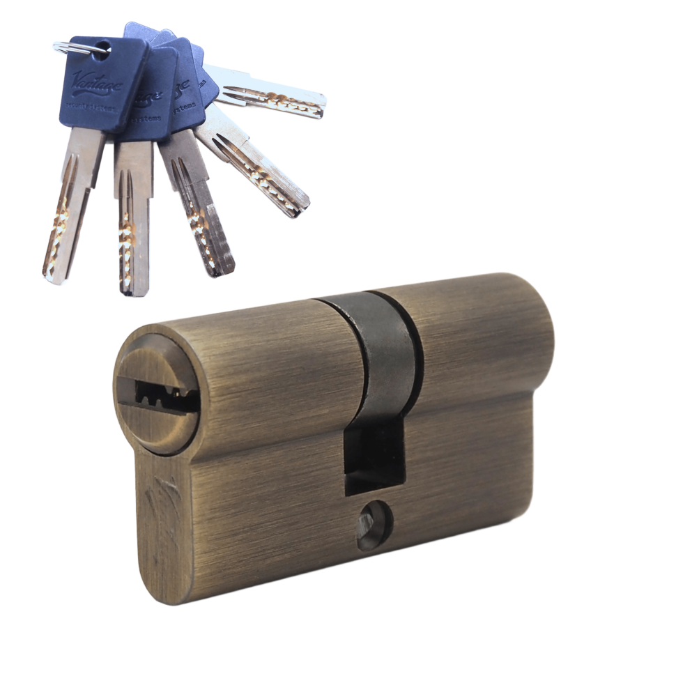 Механизм цилиндровый  P60 (30х30) АВ 5 ключей (бронза)