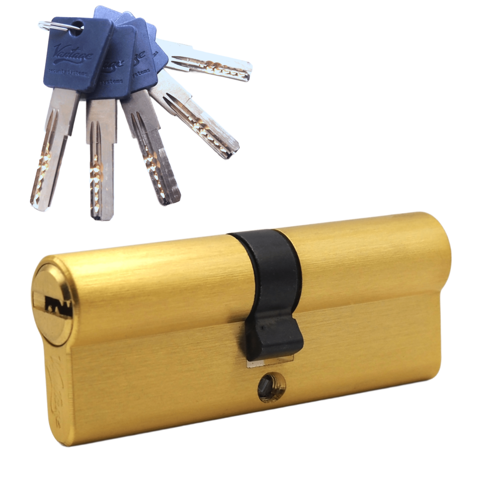 Механизм цилиндровый  P80 (40х40) SВ 5 ключей (мат. золото)