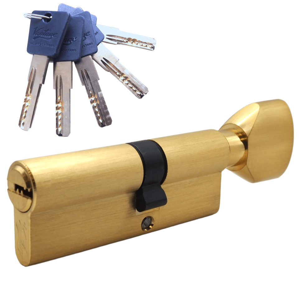 Механизм цилиндровый PC100 (35C X65) SВ 5 ключей (мат. золото)