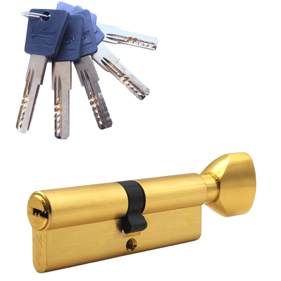 Механизм цилиндровый  PC100 (50Cх50) SВ 5 ключей (мат. золото)