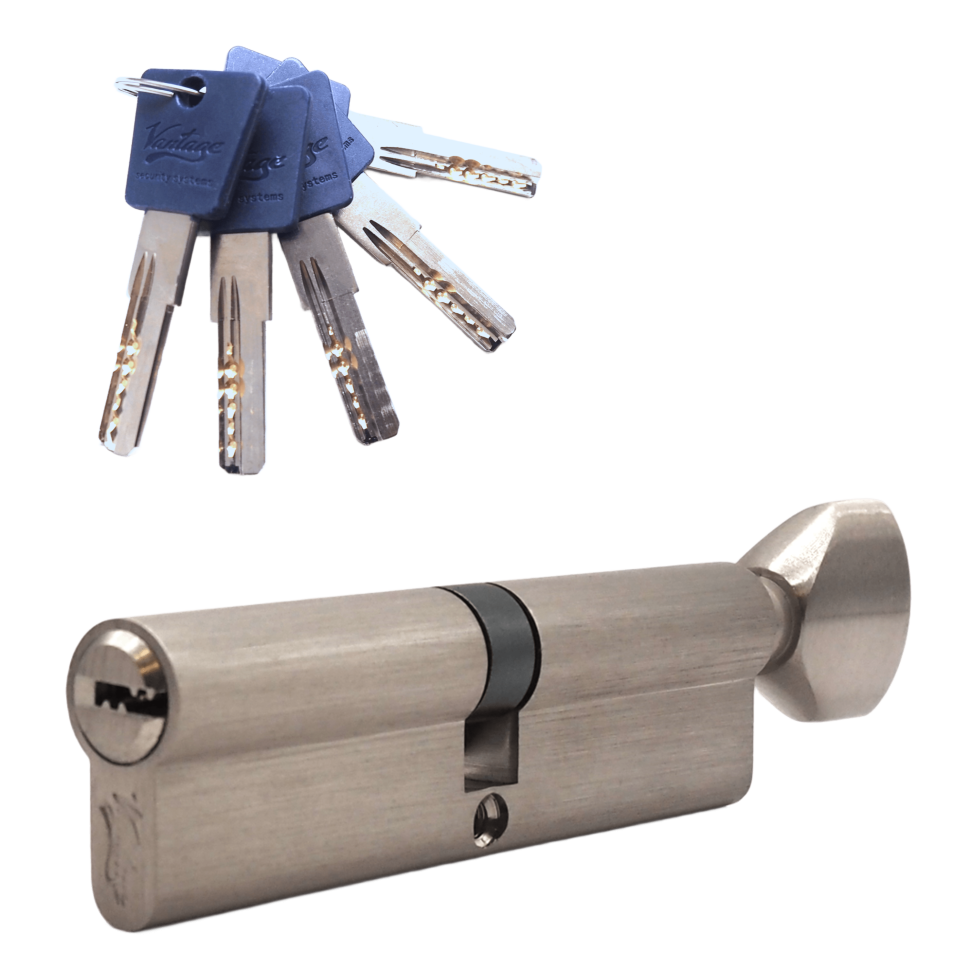 Механизм цилиндровый  PC110 (55CX55) SN 5 ключей (мат. никель)