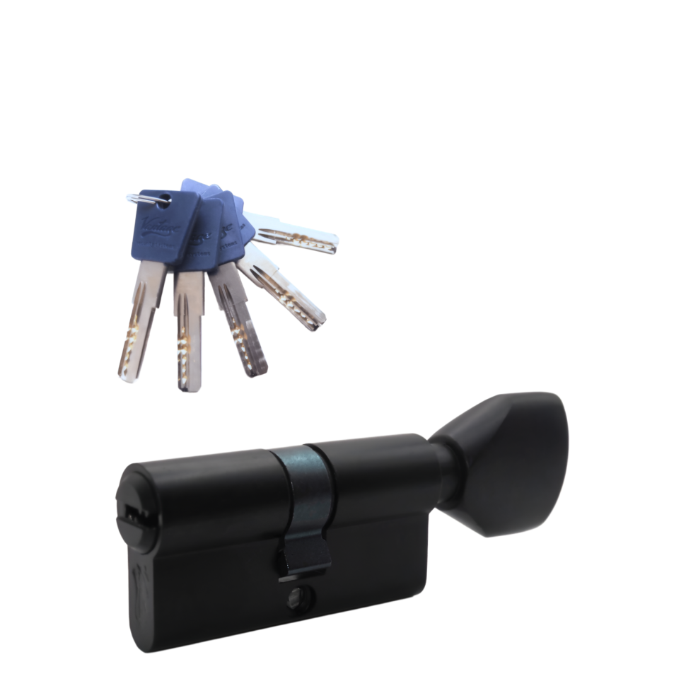 Механизм цилиндровый PC60 (30Cх30) BL 5 ключей (черный)