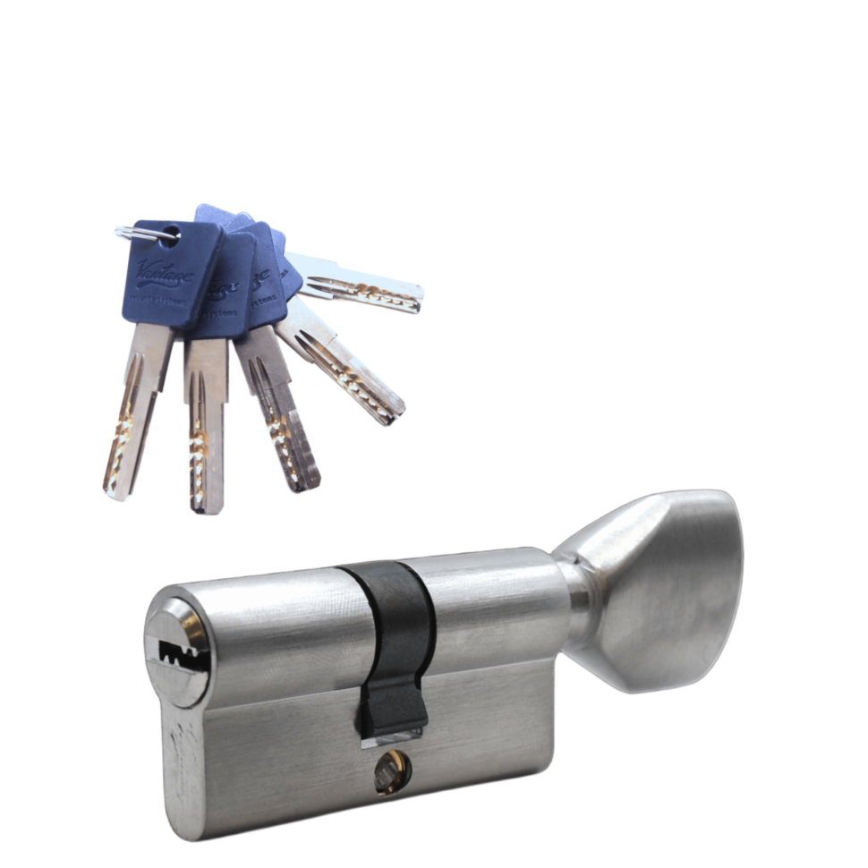 Механизм цилиндровый PC60 (30Cх30) SC 5 ключей (мат. хром)