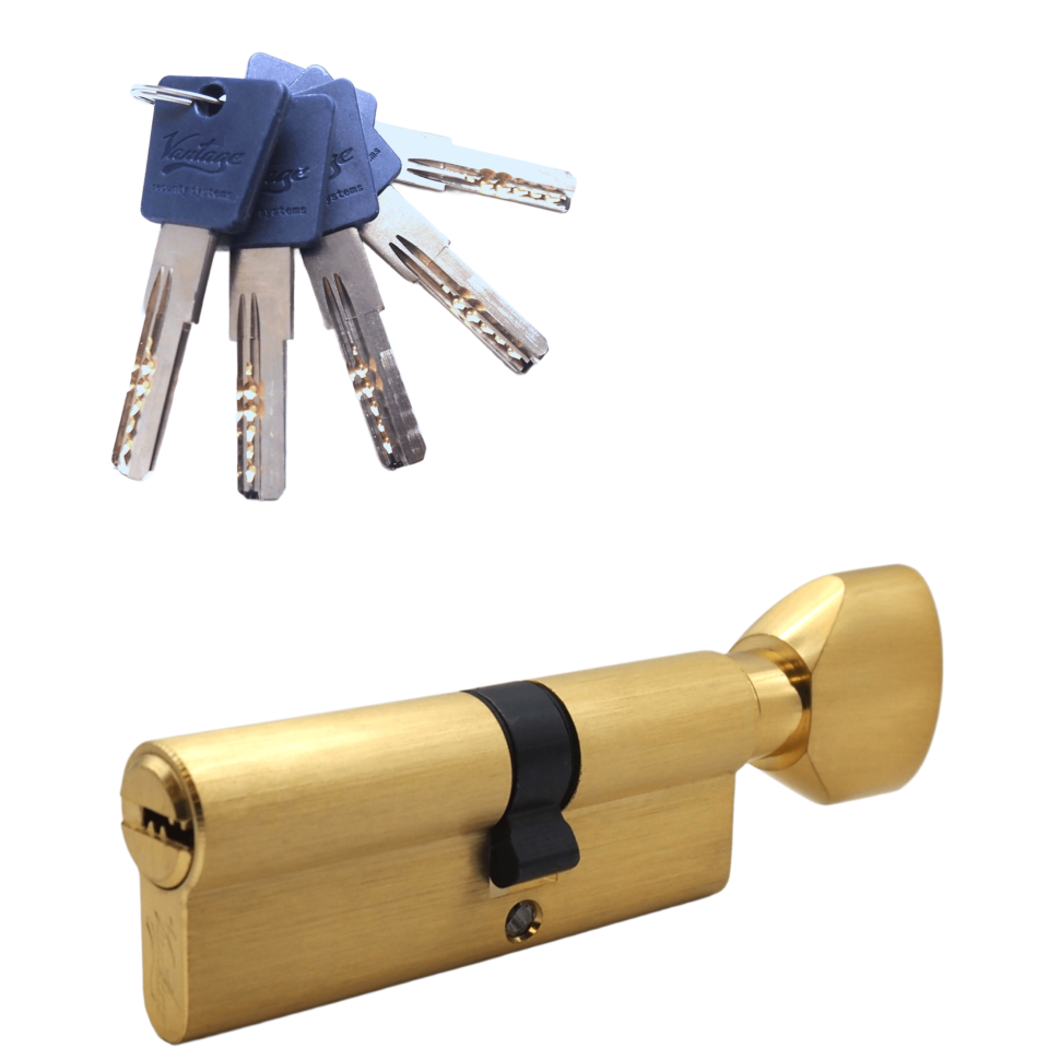 Механизм цилиндровый  PC80 (30Cх50) SВ 5 ключей (мат. золото)