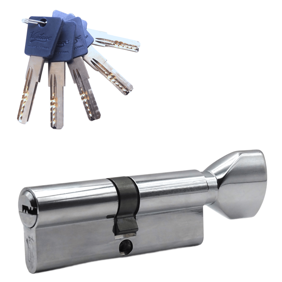 Механизм цилиндровый PC80 (40Cх40) CP 5 ключей ( хром)