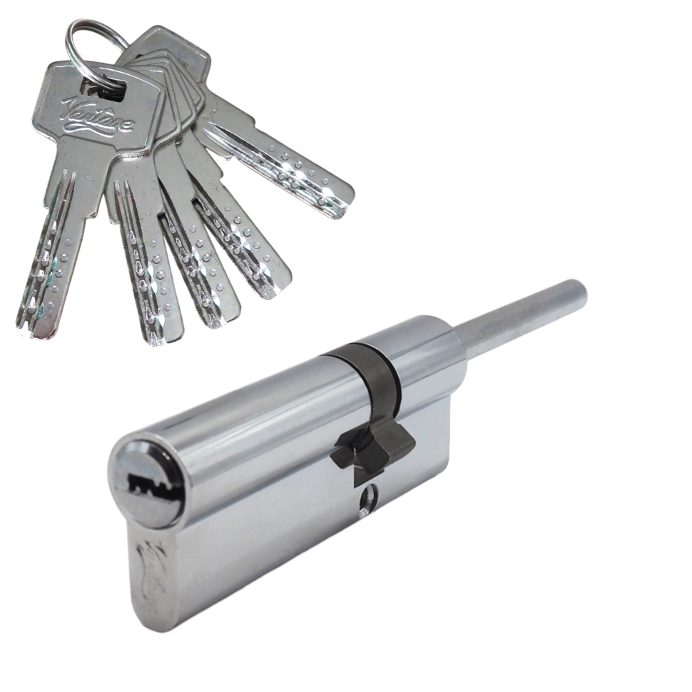 Механизм цилиндровый с длинным штоком  ZL90 (60x30) CP 5 ключей (хром)