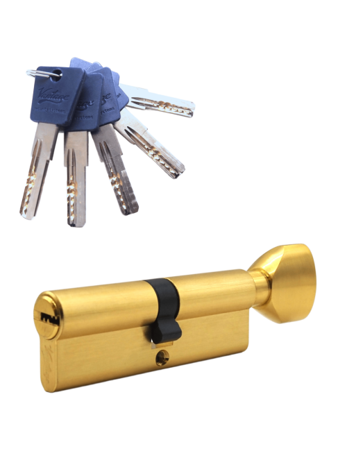 Механизм цилиндровый  PC80 (40Cх40) SВ 5 ключей (мат. золото)