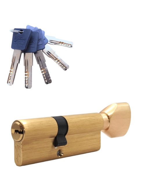 Механизм цилиндровый  PC80 (45Cх35) SВ 5 ключей (мат. золото)