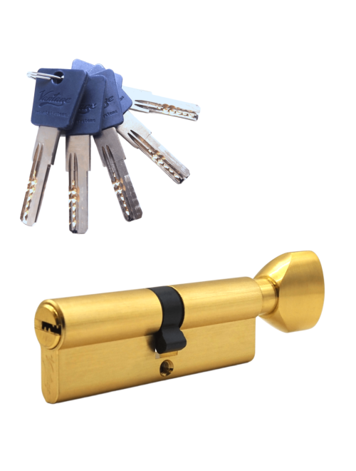 Механизм цилиндровый  PC90 (45Cх45) SВ 5 ключей (мат. золото)